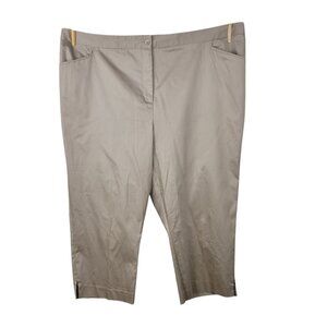 NEW Maggie Barnes Plus size 26W casual crop poplin Pants Stretch waist 26 Tan